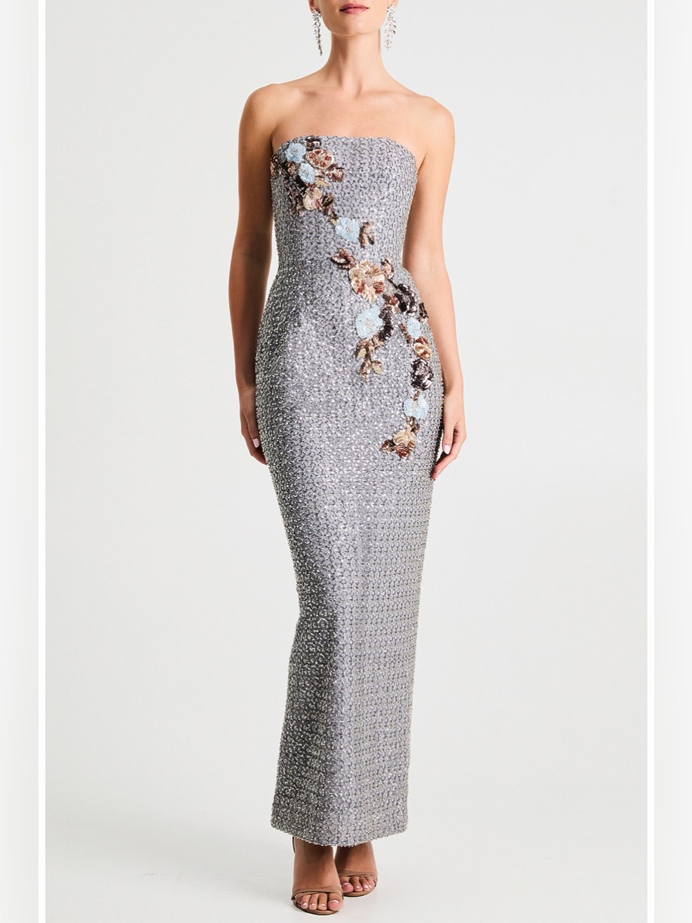 HELSI Silvia Floral Sequin Strapless Cocktail Dress